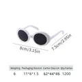 White oval cat sunglasses with black lenses for pets, measuring 8cm in total width - Fashion Style White