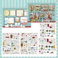 DIY scene sticker set with PET vintage furniture decals and scenic background card - Picture Frame Room (Vol. 26)