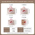 Size chart for 4-pack thickened mesh laundry bags with cute dog patterns for delicates - 4-Piece Set (Handheld 3D) / S+M+L+Bra Bag / Coffee Apple Dog