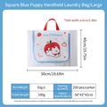 50x40cm thickened laundry bag with cartoon dog print and durable blue zipper - 100g Blue Apple Dog Handbag (large Size 40*50*6cm)