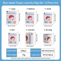 6-pack blue dog laundry mesh bags set with various sizes from large to bra bag - Blue Apple Dog 6-piece Set (mini Small Medium Large + Tube Top + Bra)