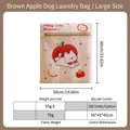 Brown dog and apple pattern laundry bag in large size with thick polyester mesh - Brown Apple Dog Large Size (50*60cm)