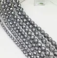 Detaillierte Ansicht dunkelsilberner Terahertz-Perlen mit Sternschliff für DIY-Schmuck - Terahertz Sternschliff / 4mm pro Strang (ca. 95 Stück)