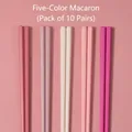 Dix paires de baguettes en alliage rose macaron résistantes à la chaleur avec fini mat - Dix Paires / Couleur Macaron