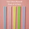 Lot de 10 paires de baguettes antidérapantes aux tons Morandi et couleurs pastel macaron - Dix Paires / Couleurs Arc-en-Ciel Morandi