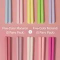 5 Paar hitzebeständige Legierungs-Essstäbchen in Makronen- und Morandi-Farben Set - Zehn Paare / Macaron + Morandi Farben