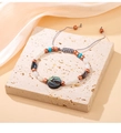 Bohemian surf necklace with abalone shell pendant and turquoise beads on adjustable cord - Qnw2951 - Abalone Shell Round Bracelet
