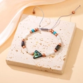 Bohemian woven beaded bracelet featuring abalone shell triangle and turquoise accents - Qnw2951 - Abalone Shell Triangle Bracelet