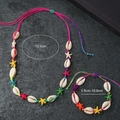 Bohemian seashell jewelry set with handmade colorful beads and starfish charms - Sx346 - Shell Bracelet And Necklace Set