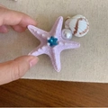 Purple starfish hair claw clip with blue rhinestone, pearl and seashell accents - 5779 Rhinestone Starfish Hair Clip-Purple Starfish