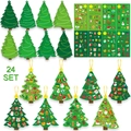Set de 24 adornos navideños DIY con pegatinas festivas para decorar el árbol de Navidad - Juego de pegatinas de tarjeta DIY Árbol de Navidad QS / 24 Juegos/Paquete
