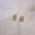 Elegant gold-tone vintage butterfly cluster earrings with round crystals and pave detail - C-Shaped Exquisite Stud Earrings