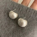 Matte silver-toned C-shape earrings with brushed metal finish and minimalist style - Matte Silver Type C