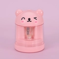 Temperamatite manuale rosa a forma di orsetto con contenitore trasparente - Stile Orso Rosa