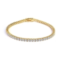 Elegante bracciale tennis finitura oro con una fila di scintillanti zirconi cubici - 2mm / 7,5 pollici (19 cm) / Oro