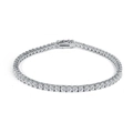 Elegante bracciale tennis color argento con una fila di pietre di zircone brillanti - 2mm / 7,5 pollici (19 cm) / Oro Bianco