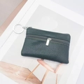 Mini portamonete verde bosco in pelle martellata con anello portachiavi argento - 2 Strati Verde Militare