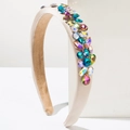Cerchietto barocco di lusso con strass colorati su base di raso beige elegante - Beige