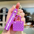 Purple EVA beach bag keychain with Forever Sports wristlet and gold hardware - Purple