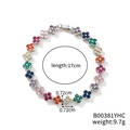 Bracciale quadrifoglio colorato con 20 pietre di zircone multicolore placcato oro - Stile Quadrifoglio in Zirconia Multicolore Colore Oro Bianco