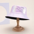 Modischer Fischerhut aus PU-Leder in Laser-Rosa mit schillerndem Effekt für Damen - M(56-58cm) / Laser Rosa (2#)