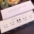 Detailed gift box set of S925 silver heart and cat stud earrings with weekday labels - Black White Zirconia Ball Set (NS911-30) / 5 Pairs/Pack / Gun Black White Stone