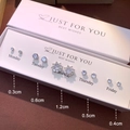 Five-pair S925 silver needle earring set featuring zircon studs and sunflower designs - Sunflower Zirconia Mixed Set (NS911-12) / 5 Pairs/Pack / Silver