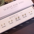 Golden S925 silver needle stud earring set with stars and round crystals in a gift box - Star Ball Gold Inlaid Set (NS911-31) / 5 Pairs/Pack / Gold White