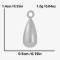 Macro detail of tear drop stainless steel pendant with 1.4cm height and 0.5cm width specs - S2070-Silver