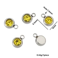 6mm yellow crystal birthstone pendant in stainless steel for DIY jewelry making - Steel Color-O (Yellow)