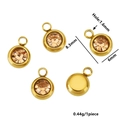 Golden stainless steel bezel birthstone pendant with champagne gemstone and measurements - Gold Color-P (Champagne)