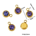 6mm gold-plated stainless steel round purple zircon pendant for DIY jewelry making - Gold Color-Q (Purple)