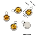 Yellow birthstone pendant in stainless steel for DIY jewelry making 6mm diameter - Steel Color-R (Orange-Yellow)
