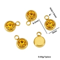 Golden stainless steel birthstone charm with amber crystal for DIY jewelry making - Gold Color-R (Orange-Yellow)