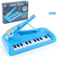 Blue 22-key portable electronic piano toy for kids with music show lid and gift box - Flip Cover Piano Style / Blue