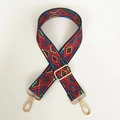 Ethnic wide bag strap with colorful geometric patterns and gold metal hardware - Colorful Geometric / Silver Hook