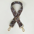 3.8cm Bohemian wide replacement bag strap with colorful geometric patterns and gold clips - Classic Coffee / Silver Hook