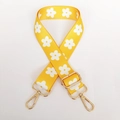 Tracolla regolabile gialla con motivo a margherite bianche e ganci metallici dorati - Fiore Giallo