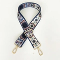 Correa bohemia ajustable de 3,8 cm con flores azules y ganchos de metal dorados - Estilo Óleo Azul (Gancho Dorado)