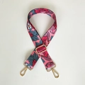 Tracolla larga regolabile rosa con vivaci fantasie floreali e ganci in metallo dorato - Fiore Rosa