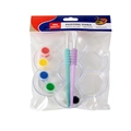 Painting tools set with transparent plum palette, dual brushes, and six colors - Transparent Flower Palette + Colors + Brushes Set / 2-Brush Set