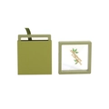 Bamboo jewelry set with green enamel in a 3D floating film display gift box - Light Green Ribbon Drawer Box (including Inner Box); 7*7*2cm