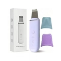 Ultraschall-Skin-Scrubber-Set in Lavendel mit Silikonhüllen und Ladebox - Text-Stil / Lila