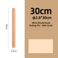 Natural wood rolling pin 30cm length with precise laser scale for baking dough - 30cm Scaled Round Head Rolling Pin
