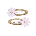 Par de pinzas para el cabello de margaritas moradas con purpurina dorada para niñas - MC042 Flor