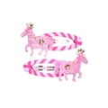 Sparkly pink unicorn hair clips with glitter finish and star patterns for girls - Unicorn (MC043) / One Pair