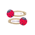 Pair of cute ladybug hair clips with red glitter and gold woven wire for girls - Beetle (MC048) / One Pair