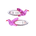 Set of two pink glitter bird-shaped hair clips for girls with silver metal base - Birdie (MC224) / One Pair