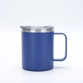 12oz insulated matte navy blue stainless steel mug with lid and ergonomic handle - 12oz / Sapphire Blue