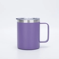 Insulated 12oz stainless steel coffee mug with handle and matte purple finish - 12oz / Purple